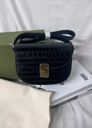 Borsa a tracolla da donna stile sella, borsa a mano in pelle PU, chiusura in metallo, design classico