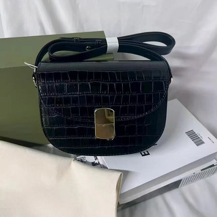 Borsa a tracolla da donna stile sella, borsa a mano in pelle PU, chiusura in metallo, design classico
