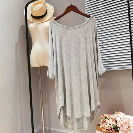 150 kg Plus Size Cuasal Camicia da notte Indumenti da notte da donna Pigiama allentato Manica corta T-shirt lunga Abito Modale Abbigliamento per la casa Pigiama platinumshop