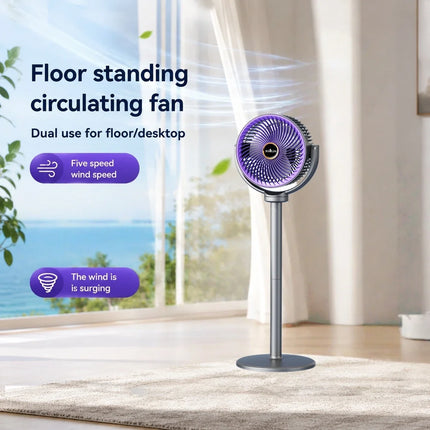 Ventilatore Turbo 3-in-1 per Circolazione d'Aria Domestica, Ventilatore da Terra e da Tavolo Retrattile con Telecomando, Ventilatore Portatile per Ufficio e Camera da Letto