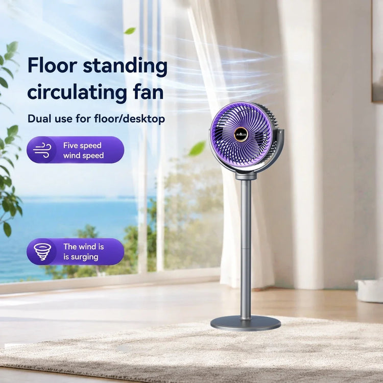 Ventilatore Turbo 3-in-1 per Circolazione d'Aria Domestica, Ventilatore da Terra e da Tavolo Retrattile con Telecomando, Ventilatore Portatile per Ufficio e Camera da Letto
