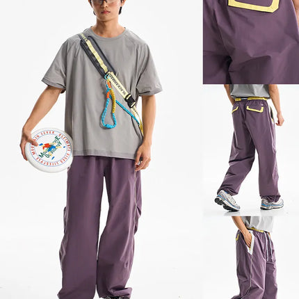 Men Women Splice Fashion Outdoor Loose Casual Lightweight Quick Dry Sports Cargo Baggy Pants Track Trouser Jogger Sweatpants