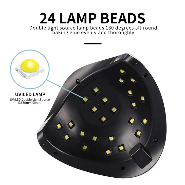 LIMEGIRL Rofessional 24LED Nail Lamp with LCD Display & Sensor Suitable for /LED Nail Polish, 4 Timer Settings, Instant Nail Dryer for Gel Polish, Lamp for Home Salon, Nail Glue Tool, No Adapter Required Gift for DIY