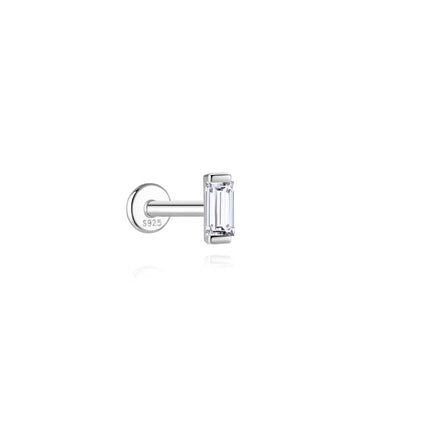 AIDE 1PC Sparkling Moissanite Piercing Stud Earrings 925 Sterling Silver Shining Circle Earring For Women Ear Bone Earring Jewel PlatiNum