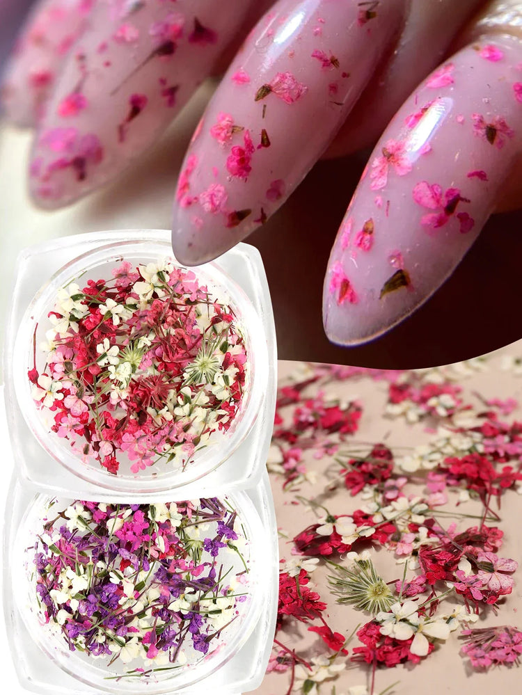 3D Mix Colors Flower Nail Art Sticker Resin - Summer Natural Minced Flowers Decal for Nails Art Accessories&Applique DIY Craft