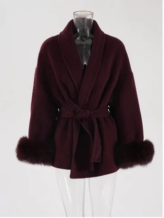 BJTZ Fox Fur Classic Long Double-Sided Pure Wool Coat For Women 2025 New Autumn Winter High-End Woolen Jacket