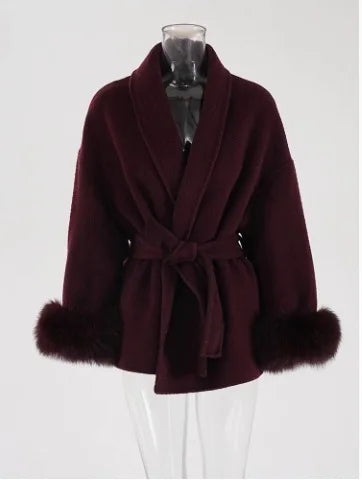 BJTZ Fox Fur Classic Long Double-Sided Pure Wool Coat For Women 2025 New Autumn Winter High-End Woolen Jacket