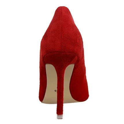 Donne 9 cm Tacchi alti Festa quotidiana Décolleté in pelle scamosciata colorata Scarpins femminili Stiletto Banchetto serale Rosso Giallo Scarpe Plus Size 34-43