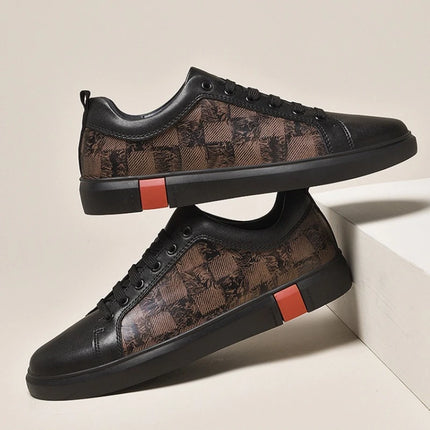 Europe New Shoes for Men Genuine Leather Casual Shoes Cool Black Flat Skateboard Shoes Street Fashion Sneakers
