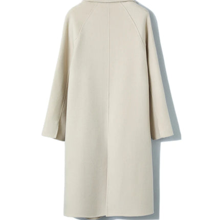 Ladies' 100% Cashmere Thick Double-Sided Extended Coat, Classic, Versatile and Fashionable for Business and Leisure