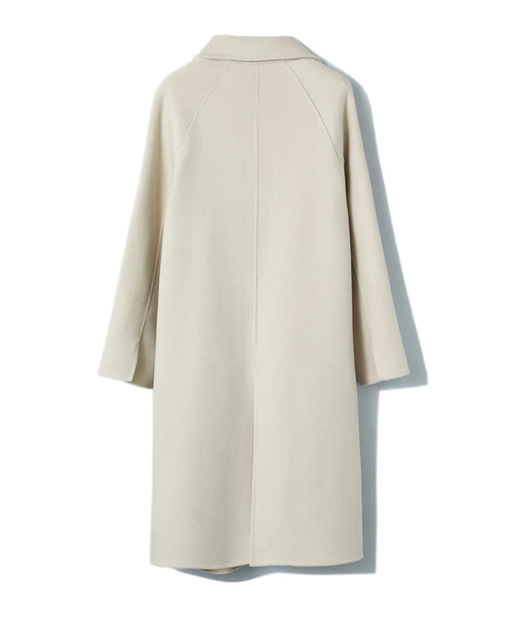 Ladies' 100% Cashmere Thick Double-Sided Extended Coat, Classic, Versatile and Fashionable for Business and Leisure