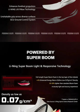 Li-Ning Unisex FEIDIAN 5 ELITE Racing Running Shoes SUPER BOOM LiNing CARBON-FIBER PLATE Shoes Anti-Slip Sneakers ARMV003 PlatiNum