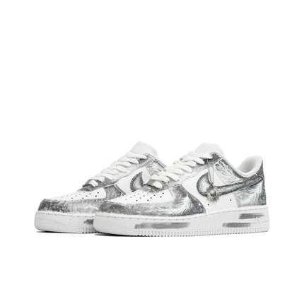 Nike Air Force 1 Kaleidoscope, Light Wing, Shopping Bag Abrasion Resistant Low top Skateboard Shoes Unisex Silver White