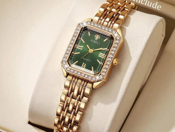 Orologi da donna rettangolari alla moda Orologio da donna al quarzo con strass Orologio da polso con cinturino Reloj Mujer (senza scatola) platinumshop