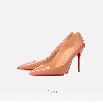 Tacchi da donna Colore nudo Tacco alto elegante da donna Scarpe nere di lusso donna 2025 Fondo rosso lucido Punta a punta Party Ladies Women platinumshop