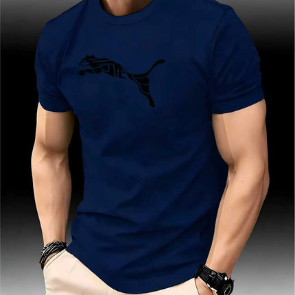 Men's Fashion Leopard Print Fox T-shirt New Summer Luxury Round Neck Casual Trend Y2K High-End High-Quality Fitness Sports T-shirt