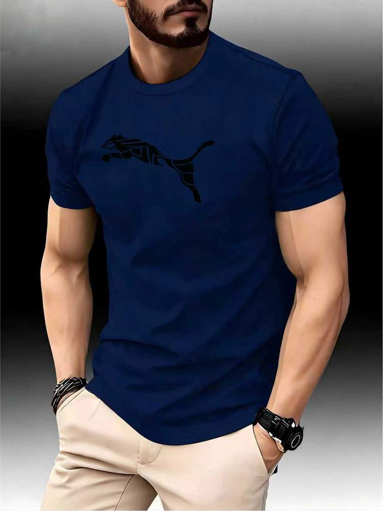 T-shirt con stampa leopardata volpe moda uomo nuova estate di lusso girocollo tendenza casual Y2K T-shirt sportiva fitness di fascia alta di alta qualità