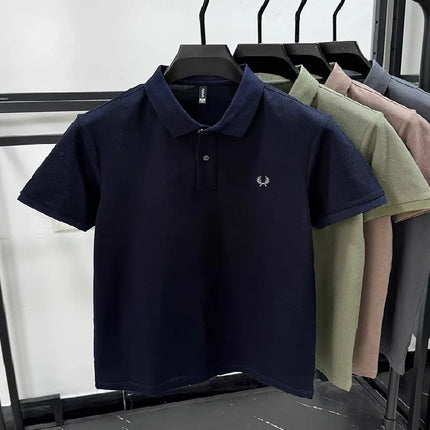 High-quality men's polo shirt, heavy cotton, summer, new, classic, branded, embroidered, comfortable, breathable, fashionable, short sleeve