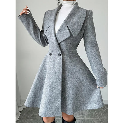 Women Woolen Coats Long Sleeve Turn-down Collar Jackets Ladies Autumn Winter Outerwear Coat