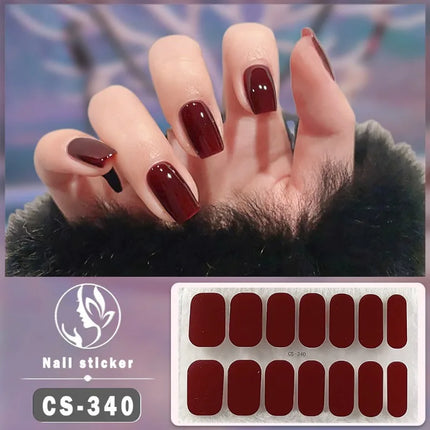 14Tips 3D Flowers Gradient Color Adhesive UV Gel Nail Stickers Fashionable Marble Pattern Nail Wraps DIY Manicure Arts Decals