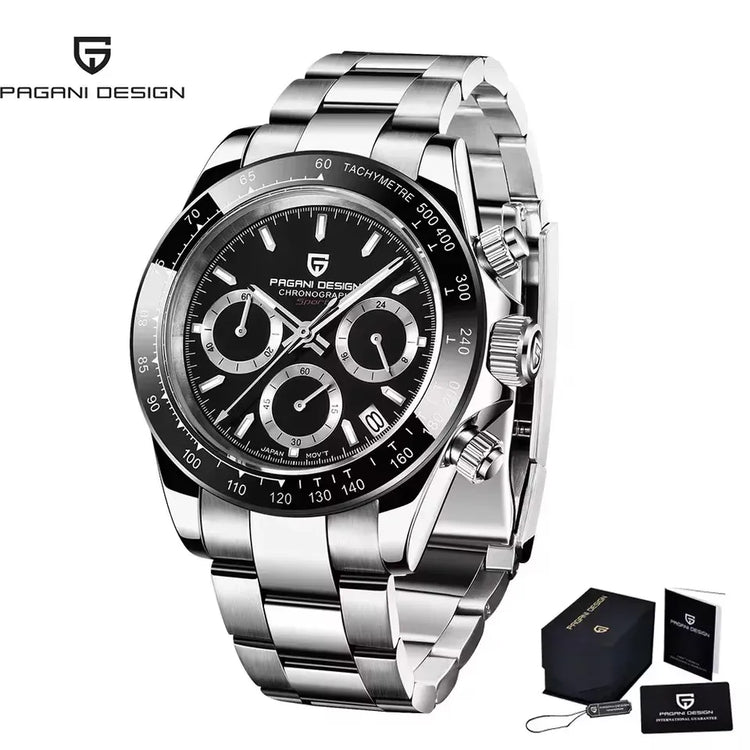 PAGANI DESIGN V2 Orologio da uomo al quarzo con movimento VK63, vetro zaffiro, acciaio inossidabile, impermeabile fino a 100 m, orologio sportivo da uomo PD1644