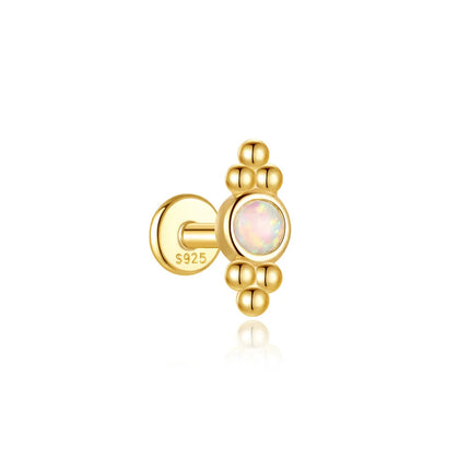 CANNER 1PC 925 Sterling Silver Exquisite Crown Opal Piercing Earring for Women Ear Studs Cartilage Earring Body Jewelry Gift PlatiNum