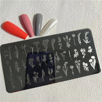 Gothic Cross Nail Stamping Plate Dark Rosary Cross Stainless Steel Punk Nail Art Stencil for DIY Manicure