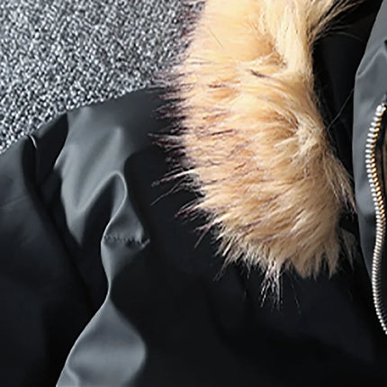 Winter Down Puffer Overcoat Men Fur Collar Soft Leather Parkas Men's Windproof Padded Coat Streetwear Men's Outdoor Parka Jacket