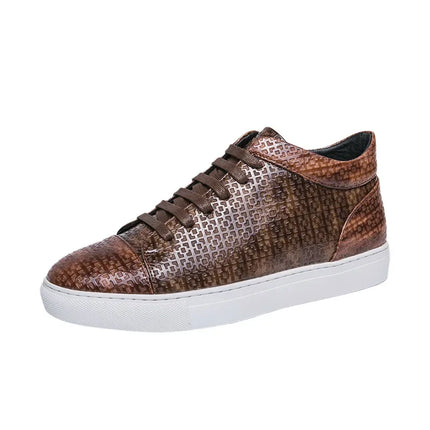 High-Quality Men Skateboard Shoes 2025 Fashion Large Size 46 Men's Leather Casual Shoes High Top Print Designer Luxury Shoes Man