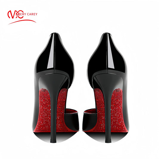Women's heels 2025 New Luxury Brand Pumps Red Bottom Pointed Toe Rhinestone High Heels Elegant Stiletto Party Prom Ladies Shoes