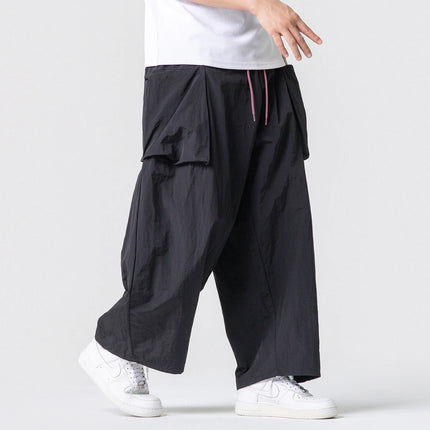 Pantaloni Estivi Leggeri da Uomo e Donna, Streetwear con Coulisse, Stile Y2K, Cargo, Tinta Unita, Gamba Larga, Taglie Forti fino alla 5XL