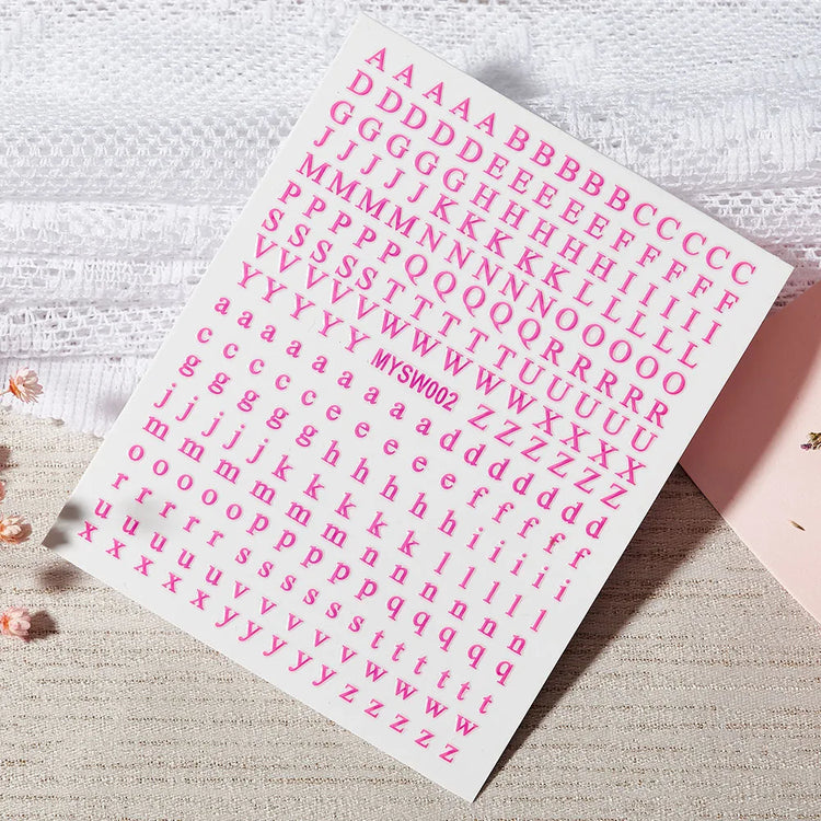1PC 26-English Alphabet Number 3D Self-adhesive Nail Art Decal Sticker Word Small Letter Nail Decals Sticker Manicure Decoration