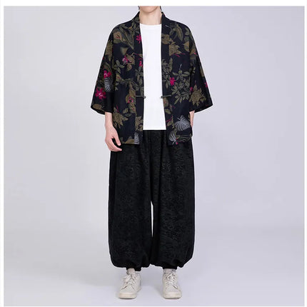 Camicie Uomo Yukata Cosplay Kimono Giapponese Retrò, Camicie Etniche Stampate da Uomo, Camicie in Lino Moda Donna, Blusa Oversize Haori