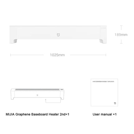 MIJIA Graphene Baseboard Heaters 2nd,Constant Temperature,5S Rapid Heating,2200W Timer Setting,CN Version With Adapter