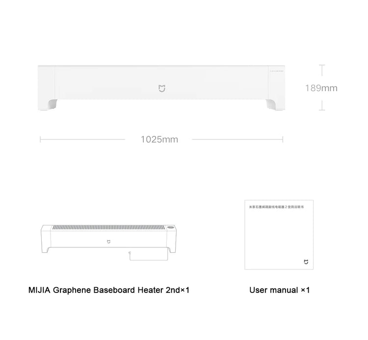 MIJIA Graphene Baseboard Heaters 2nd,Constant Temperature,5S Rapid Heating,2200W Timer Setting,CN Version With Adapter