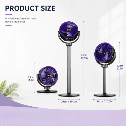 Ventilatore Turbo 3-in-1 per Circolazione d'Aria Domestica, Ventilatore da Terra e da Tavolo Retrattile con Telecomando, Ventilatore Portatile per Ufficio e Camera da Letto