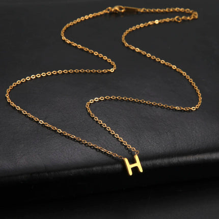 Skyrim Stainless Steel A-Z Initial Letter Necklace for Women Trend Minimalist Alphabet Choker Neck Chain Jewelry Birthday Gift PlatiNum