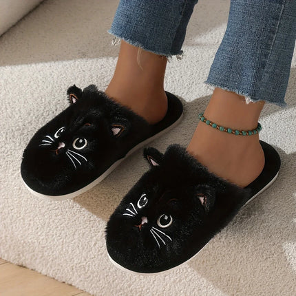 Womens Fuzzy Cat Slippers Winter Warm Cozy Indoor House Shoes With Soft Non Slip EVA Sole Cute Animal Design For Home Use