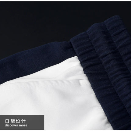 Contrast color splicing hooded sweatshirt suit for men autumn long-sleeved casual sports two-piece thick style PlatiNum