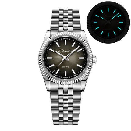 ADDIESDIVE 36mm Men Watch AD2073 BGW9 Luminous Jubilee Strap 10Bar Waterproof Sapphire Glass VH31 Movement Quartz Watches Reloj