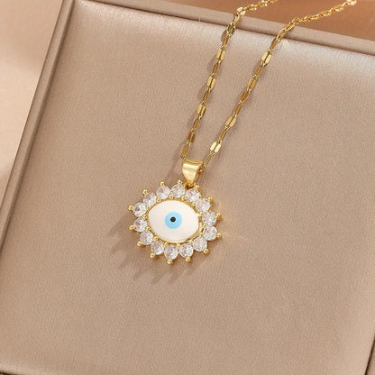 1 pezzo di collana cava con occhio del diavolo con zirconi colorati micro-intarsiati, gioielli eleganti e semplici, regalo per gli amici