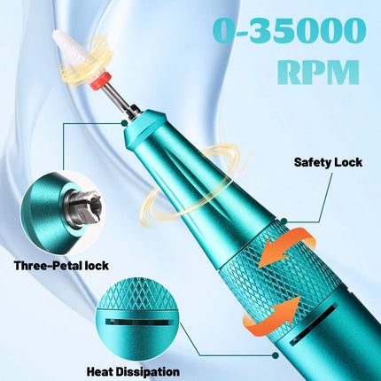 Professional 35000 RPM Electric Nail Drill Portable Rechargeable Nail File Machine for Salon Home DIY Nail Art Great Gift for La