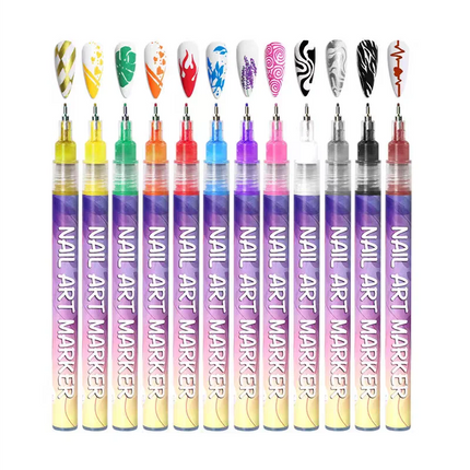 12Pcs/Set Nail Acrylic Graffiti Pen 12 Color Nail Marker DIYNail Art Graffiti Pen Nail Polish Pens Drawing Painting Point