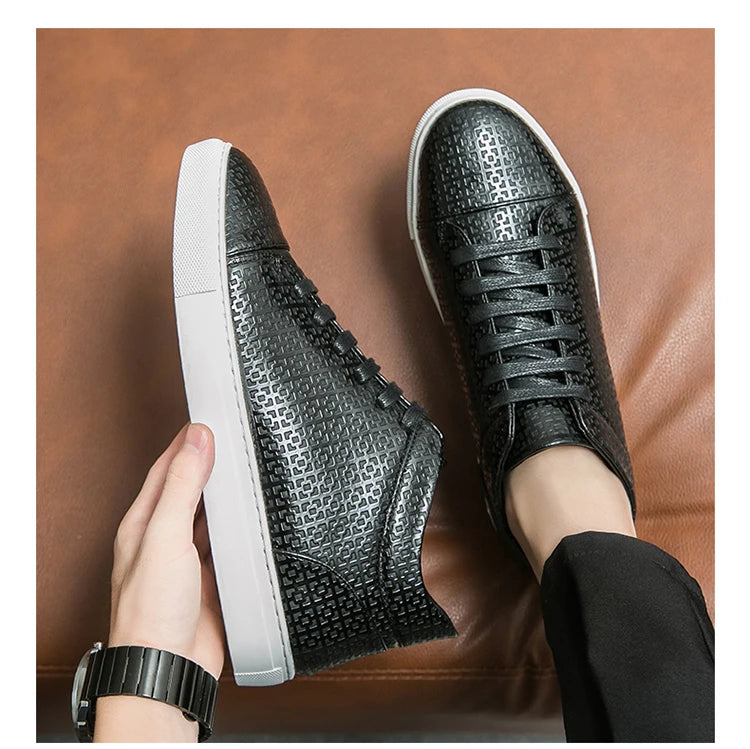 High-Quality Men Skateboard Shoes 2025 Fashion Large Size 46 Men's Leather Casual Shoes High Top Print Designer Luxury Shoes Man