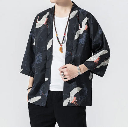 Camicie Sottili da Uomo con Stampa Tradizionale, Abbigliamento Asiatico, Kimono Giapponese, Camicie Yukata da Uomo, Top Larghi da Donna Stile Harajuku, Cappotto Taglie Forti fino alla 5XL