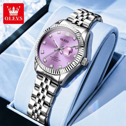 OLEVS Orologio da donna Nuovo orologio al quarzo 3705 Orologio da donna con data luminosa impermeabile in acciaio inossidabile Reloj platinumshop