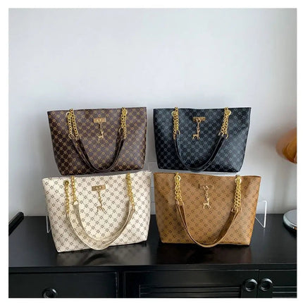 Women Luxury Design Tote Bag  Large Capacity Handbag Fashion Printing Shoulder Bag Trendy New Shopping Bag Purse PlatiNum