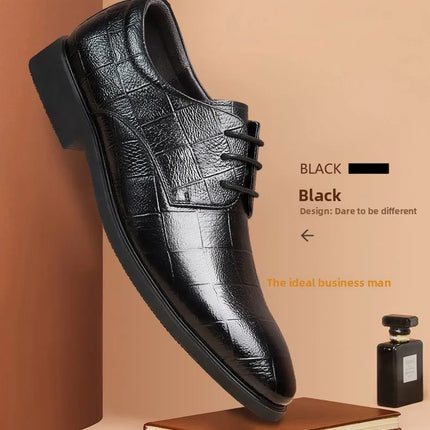 Scarpe Formali da Uomo in Pelle Traspirante con Design Traforato, Casual Estive a Punta Tonda e Tacco Basso, Comode da Indossare