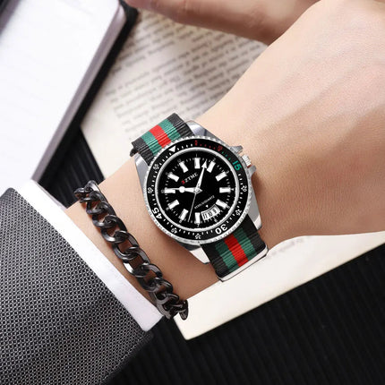 Nuovo orologio da calendario con cinturino in nylon da uomo alla moda, lussuoso e semplice orologio al quarzo con luce notturna per uomo d'affari e donna platinumshop