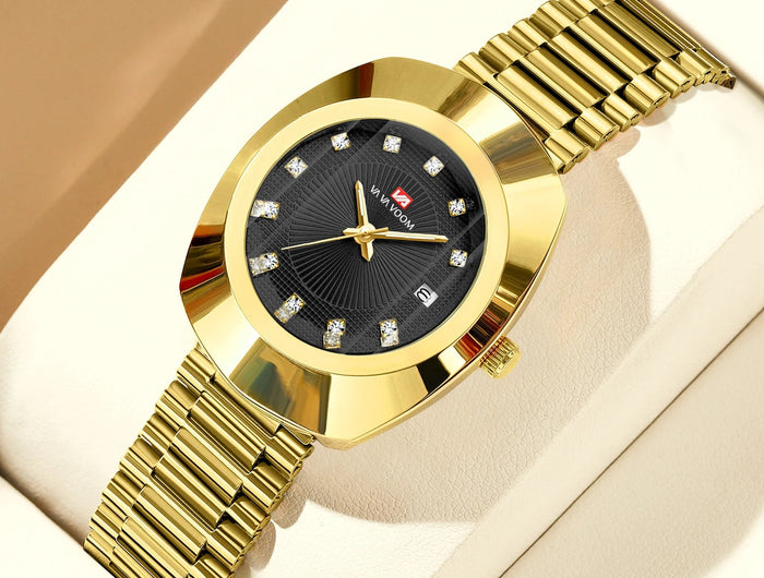 2024 nuove donne orologio ovale 34mm movimento al quarzo in acciaio inossidabile marchio di lusso acqua diamante oro nero vestito casual orologio da banchetto platinumshop